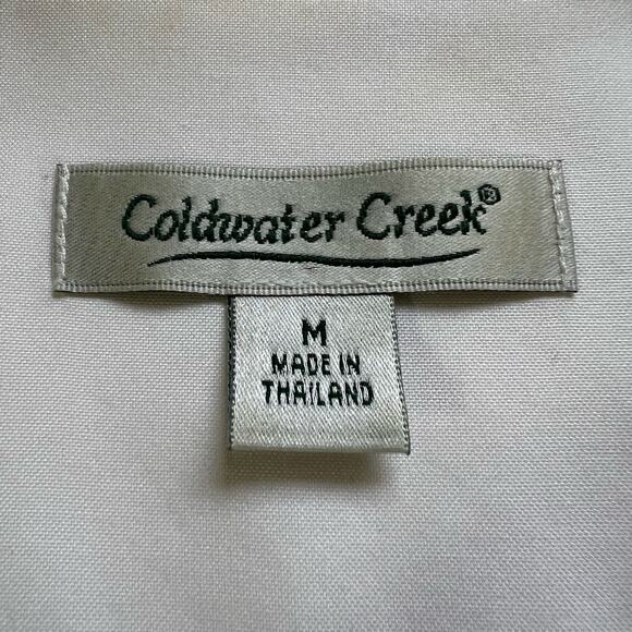 Coldwater Creek Womens Blouse Shirt Top Button Down Collared Off White Medium - Picture 10 of 12
